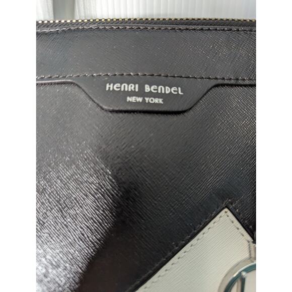 Henri Bendel West 57th Carry All Tote Handbag Saffiano Colorblock Black White - Picture 4 of 14